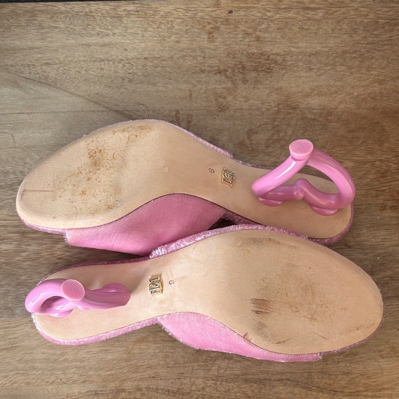 Badgley Mischka Pink Heart-Heel Mules - Picture 5 of 14